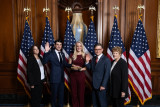 Representative Bresnahan takes the Oath of Office surrounded by family