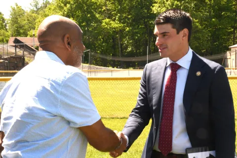 Rep. Bresnahan greets Thomas M. Barnes