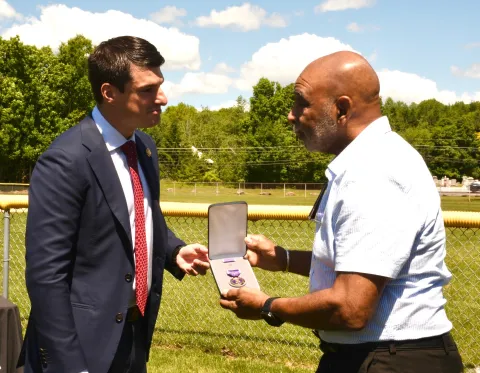 Rep. Bresnahan presents Purple Heart to Mr. Barnes