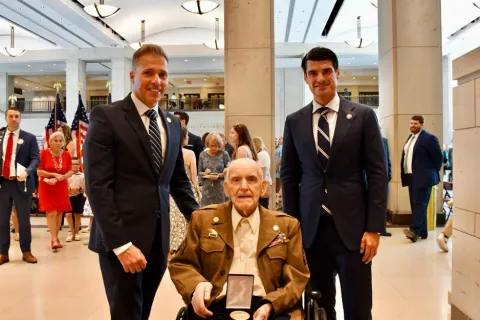 Pictured left to right: Rep. Watro, Sgt. Drake, Rep. Bresnahan