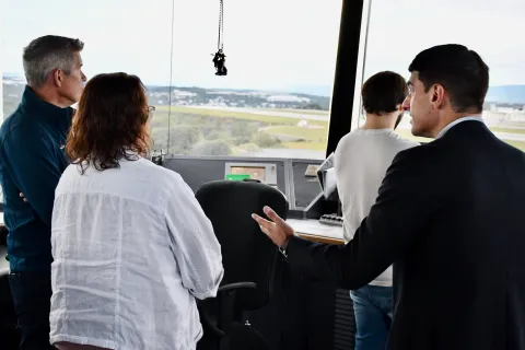 Rep. Bresnahan and Secretary Duffy at the Air Traffic Control Tower at AVP