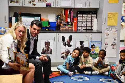 Rep. Bresnahan and wife Chelsea read to Head Start classroom