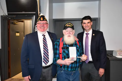 From left to right: Commander Dave Siegle, Don Schaller, and Rep. Bresnahan.
